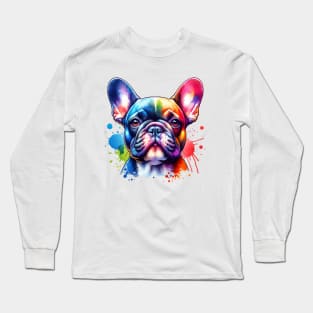 Bright Watercolor Frenchie Long Sleeve T-Shirt